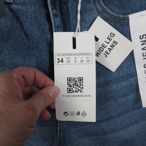 Katch Me Wide Leg Jeans Womens XS Washed High Rise Stretch Denim 24x28.5 NWT - Picture 12 of 16